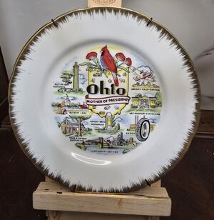 Ohio Souvenir Decorative Plate with Gold Trim